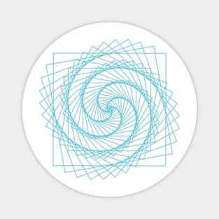 Geometric light blue square spiral - relaxing pattern Magnet